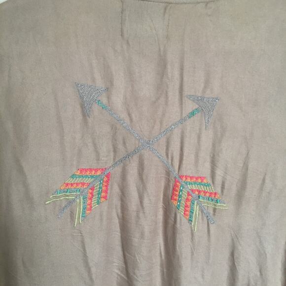 Judith March Duster Cardigan Boho Western Brown Crochet Fringe Sz M - Picture 5 of 8